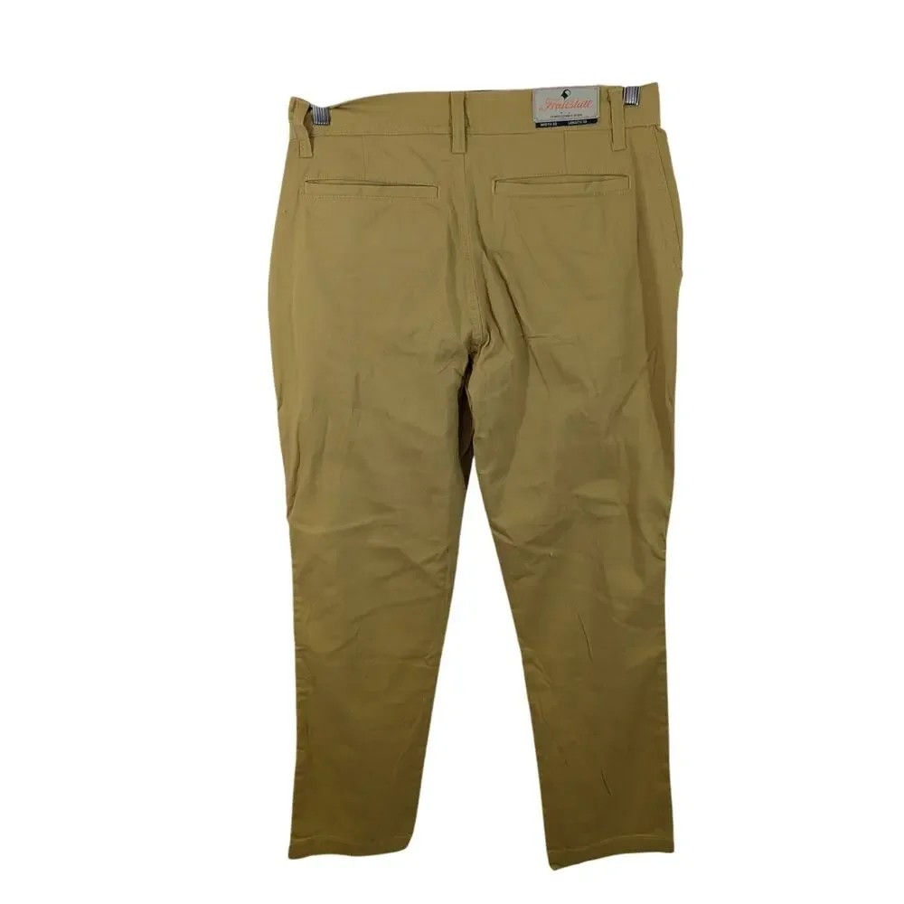 NWT! HALLSTATT/KOHL'S! PALE MUSTARD COTTON HIGH WAIST RELAXED PANTS! SZ 32 X 32